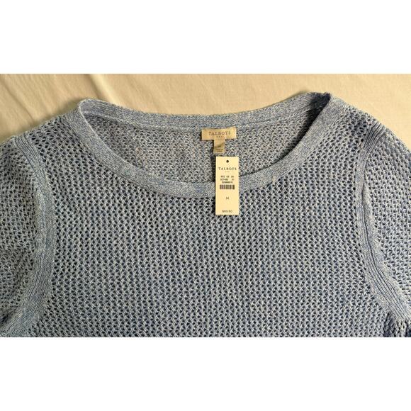 Talbots Light Blue Knit Sweater 3/4 Sleeve Size MEDIUM - Picture 3 of 10